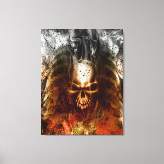 Lienzo KRW Smoldering Skull Wraped Canvas Art (Anverso)