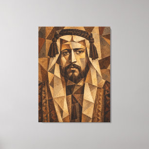 Lienzo Kuhaylan   Retrato de Jeque del Desierto Cubista e