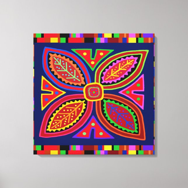 Lienzo Kuna Indian Mola Flora (Anverso)