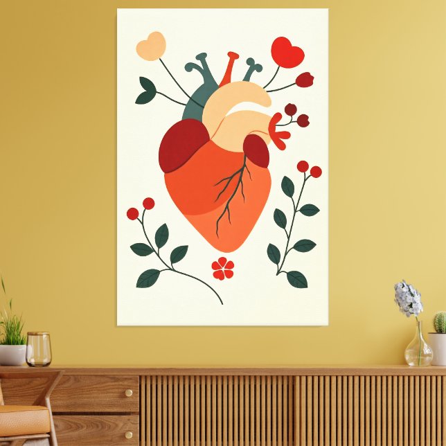 Lienzo Künstlerisches Herz und Blumen (Insitu (Sala de estar))