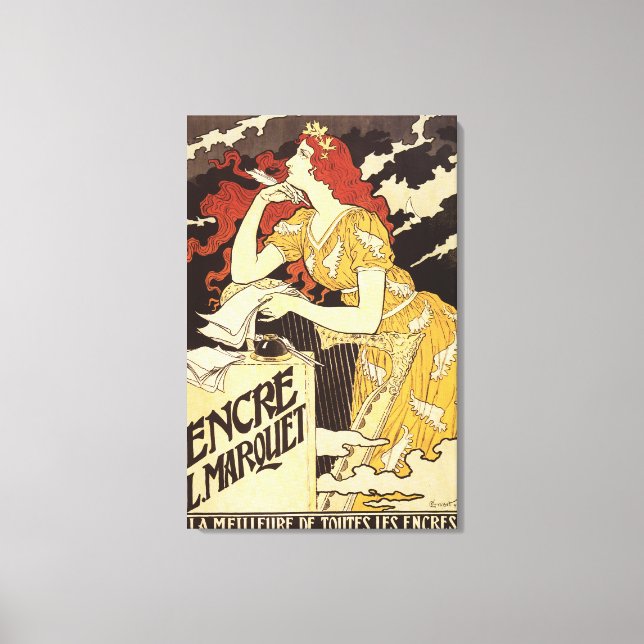 Lienzo L. Marquet Ink Red Headed Woman & Harp (Anverso)