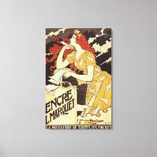 Lienzo L. Marquet Ink Rojo-Dirigió la mujer y la arpa