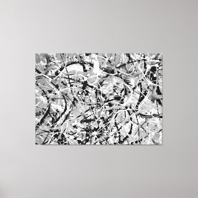 Lienzo L NEGRO Y BLANCO - Pintura de acción -Resumen- (Anverso)