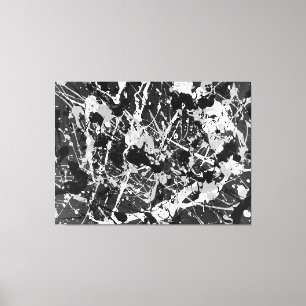 Lienzo L V NEGRO Y BLANCO - Pintura de acción -Resumen-