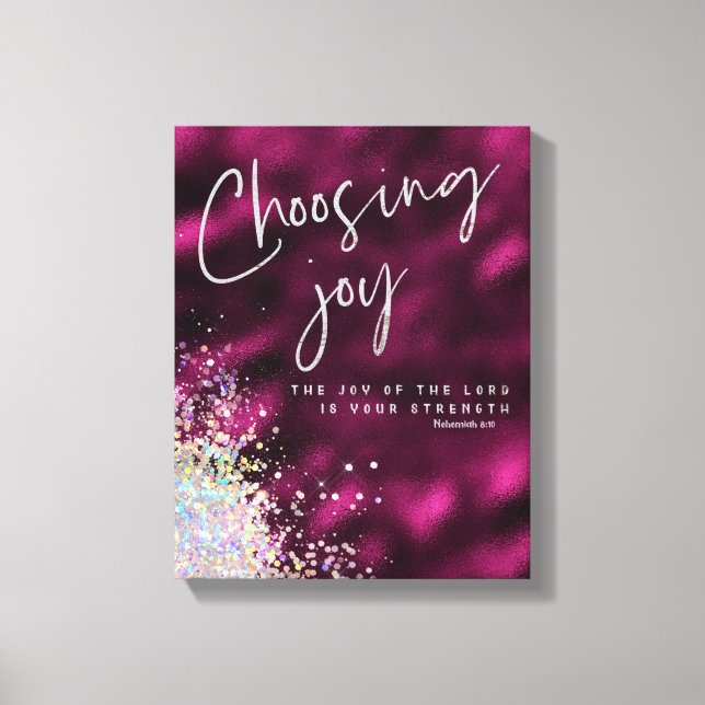 Lienzo La alegría del Señor es tu fuerza KJV Verse (Anverso)