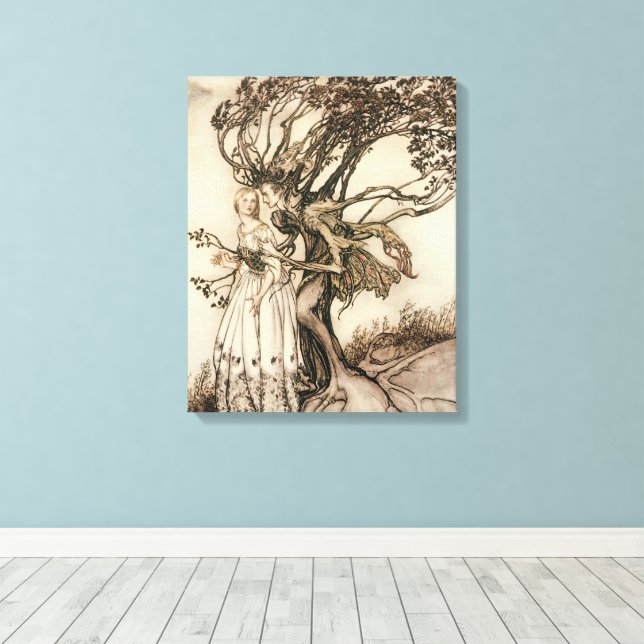 Lienzo La anciana en el bosque de Arthur Rackham (Insitu (piso de madera))
