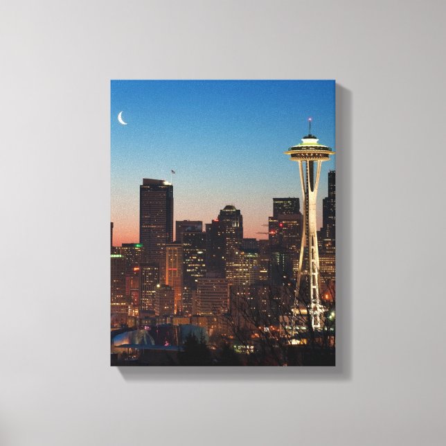 Lienzo La bandera de los Estados Unidos vuela entre la lu (Anverso)