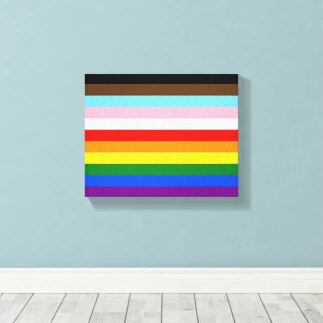 Lienzo La bandera del orgullo de once franjas de Slippery (Insitu (piso de madera))