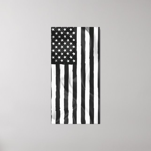 Lienzo La Bandera Estadounidense En Blanco Y Negro (Anverso)