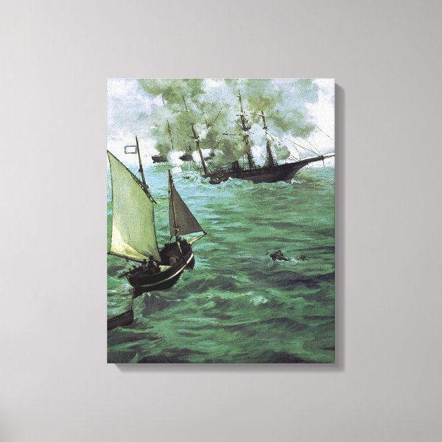 Lienzo La batalla del Kearsarge y el Alabama (Anverso)