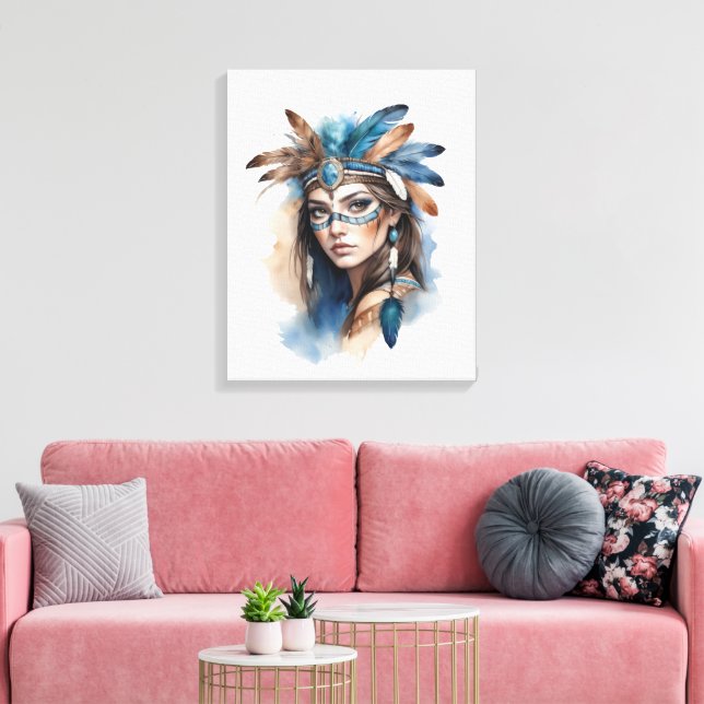 Lienzo La belleza tribal de las acuarelas: el espíritu de (Insitu (Sala de estar))