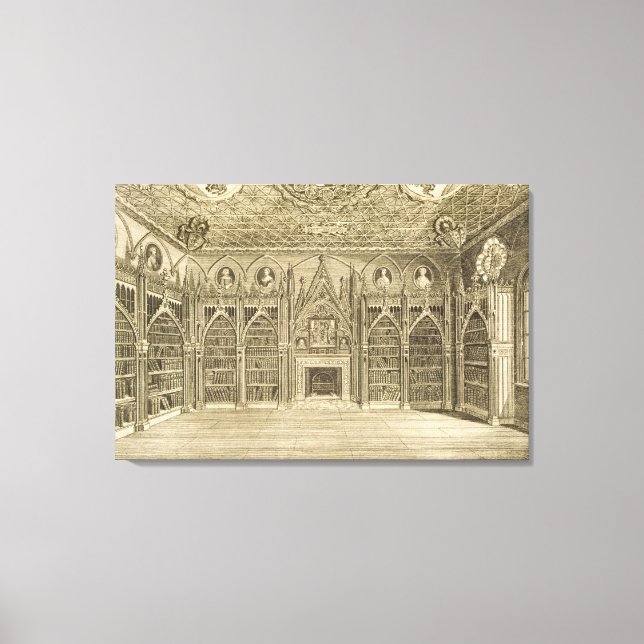 Lienzo La biblioteca, grabada por Godfrey, de 'Descriptio (Anverso)