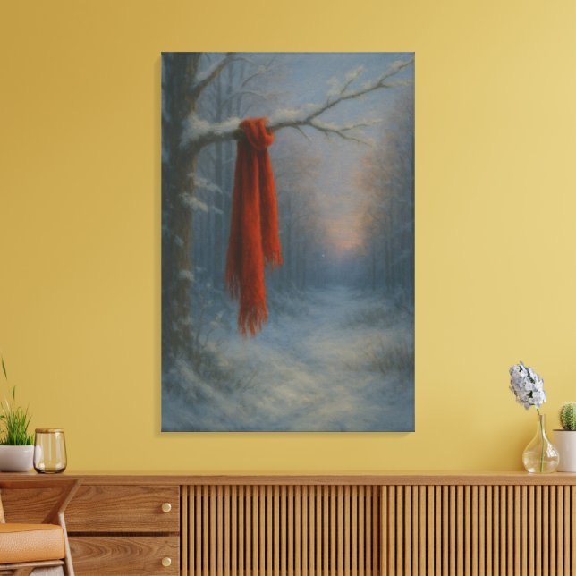 Lienzo La Bufanda Roja – Brillante Contra la Quietud (Insitu (Sala de estar))
