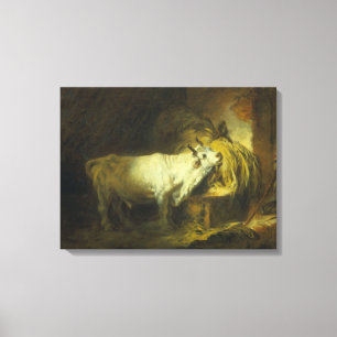 Lienzo La Bull blanca en el estable (aceite en lona)