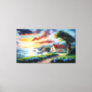 Lienzo La cabaña costera