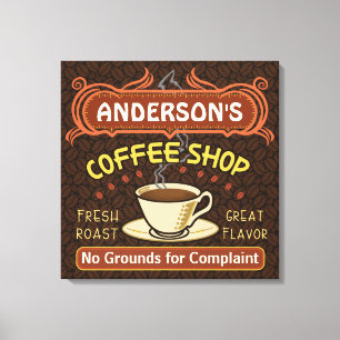 Lienzo La cafetería con la taza crea sus los propios