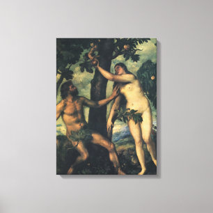 Lienzo La Caída del Hombre; Adán y Eva por Tiziano