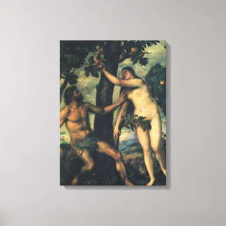 Lienzo La Caída del Hombre; Adán y Eva por Tiziano