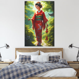 Lienzo La caminata del Kimono