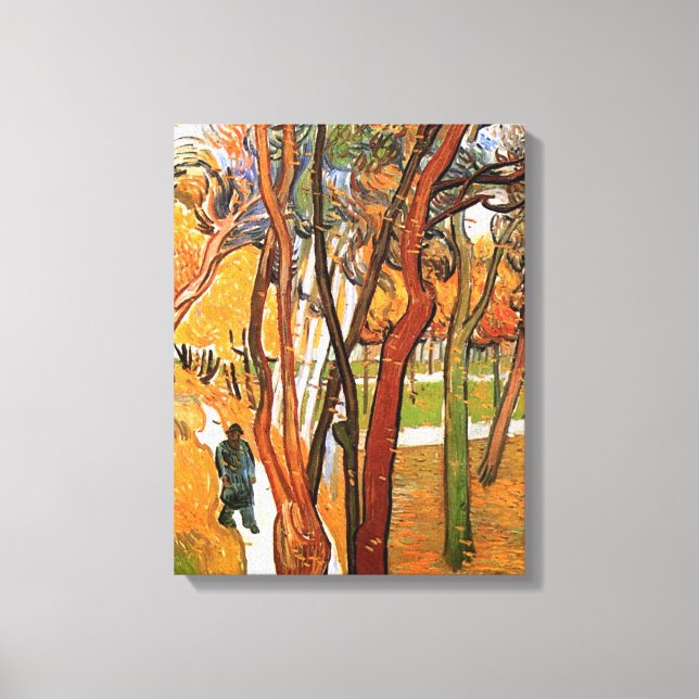 Lienzo La caminata en las hojas caídas por Vincent van Go (Anverso)