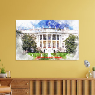 Lienzo La Casa Blanca en Washington DC en acuarela
