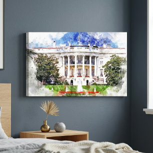 Lienzo La Casa Blanca en Washington DC – Fachada Sur