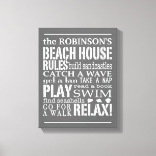 Lienzo La casa de playa personalizada de la familia