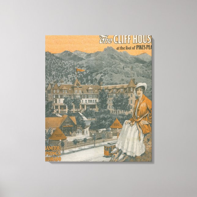 Lienzo La casa del acantilado y el pico de los piques (Anverso)