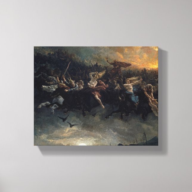 Lienzo La caza silvestre de Odin, 1872 por Peter Nicolai  (Anverso)