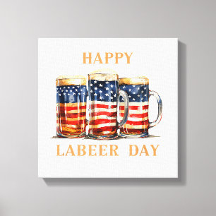 Lienzo La cerveza de la bandera estadounidense Feliz Día 