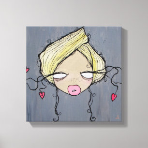 Lienzo La "charla del chica" envolvió la lona, 12" X12 "