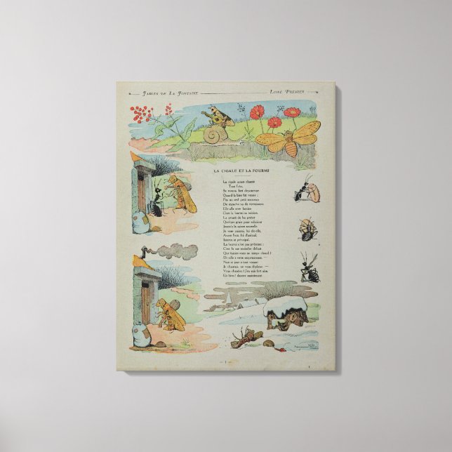 Lienzo La Cicada y la hormiga de las fábulas (Anverso)