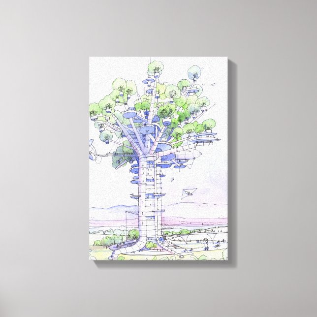 Lienzo La citta' albero (Anverso)