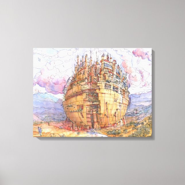 Lienzo La citta' sferica (Anverso)