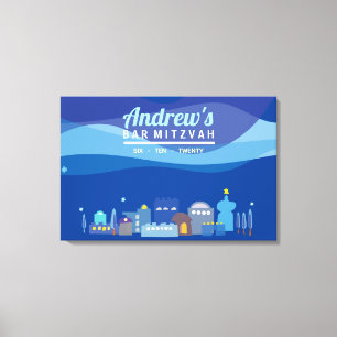 Lienzo La CIUDAD de la barra Mitzvah de DAVID firma