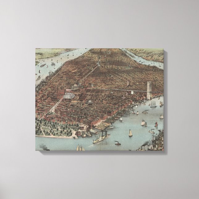 Lienzo La ciudad de Nueva York | 1883 (Litografía de colo (Anverso)