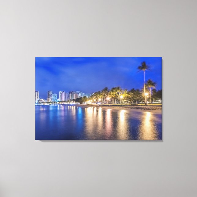 Lienzo La ciudad de Waikiki al amanecer (Anverso)