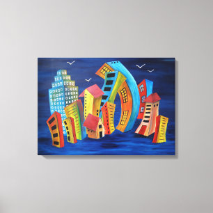 Lienzo La ciudad flotante