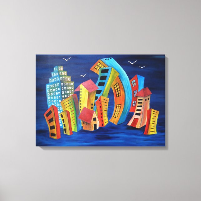 Lienzo La ciudad flotante (Anverso)