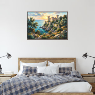 Lienzo La Ciudadela Dorada — Puesta de sol mediterránea e