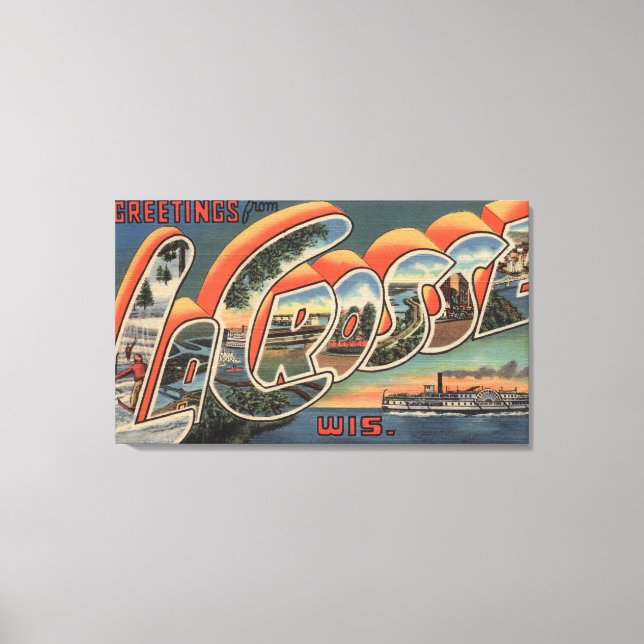Lienzo La Crosse, Wisconsin - Escenas de letras grandes (Anverso)