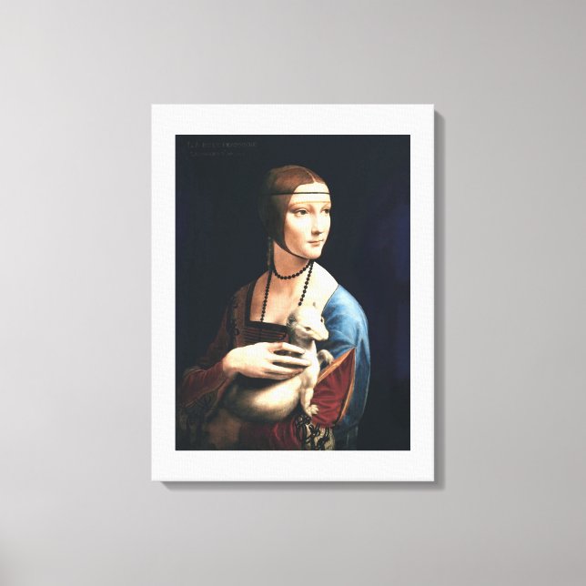 Lienzo La dama de Leonardo da Vinci con un Ermine (aproxi (Anverso)