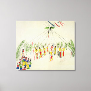 Lienzo La danza de Sun del Shoshone (pigmento en la