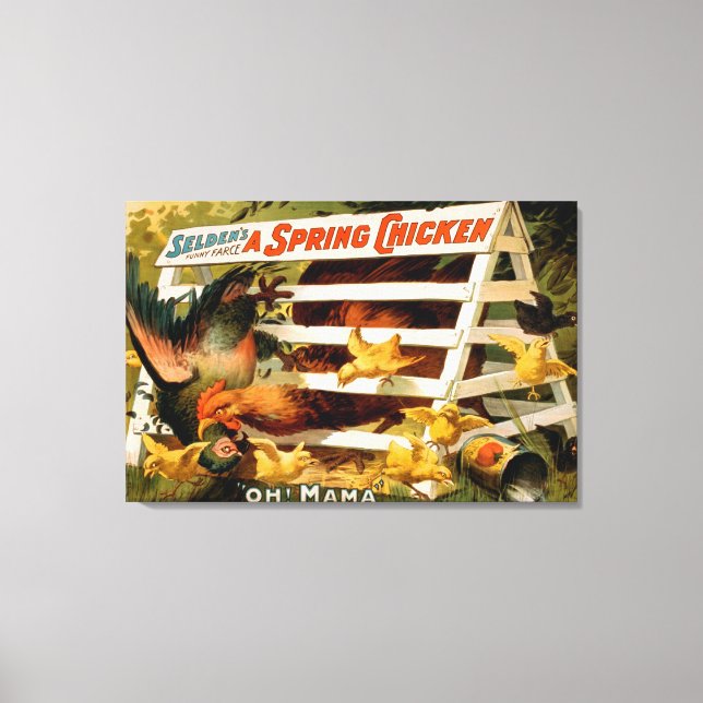 Lienzo La divertida farsa de Selden, una obra de pollo de (Anverso)