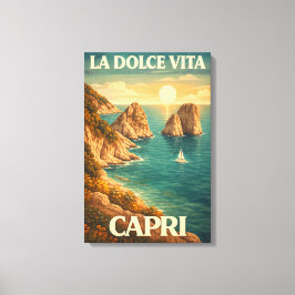 Lienzo La Dolce Vita Capri Vintage Travel Poster