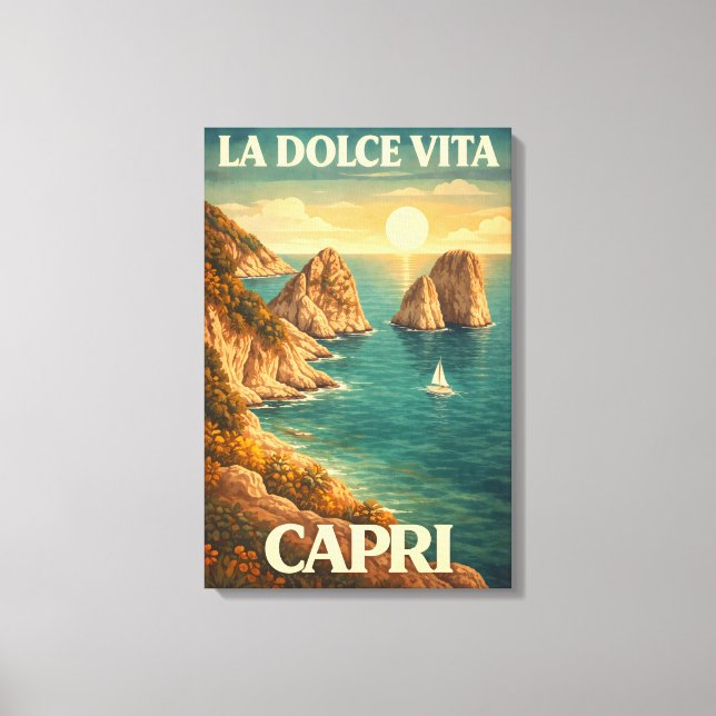 Lienzo La Dolce Vita Capri Vintage Travel Poster (Anverso)