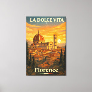 Lienzo La Dolce Vita Florencia Póster de viaje vintage