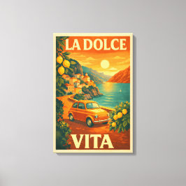 Lienzo La Dolce Vita – Retro Italian Coast Travel Poster