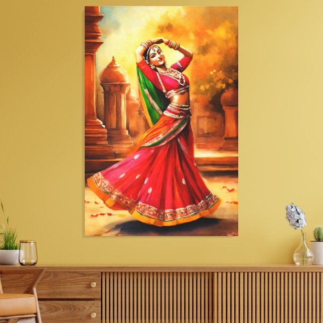 Lienzo La elegante bailarina india con un atuendo vibrant (Insitu (Sala de estar))