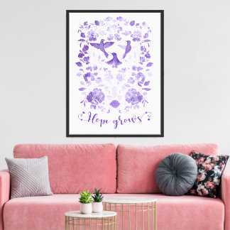 Lienzo La esperanza crece - Lavender Linocut Bird Inspira